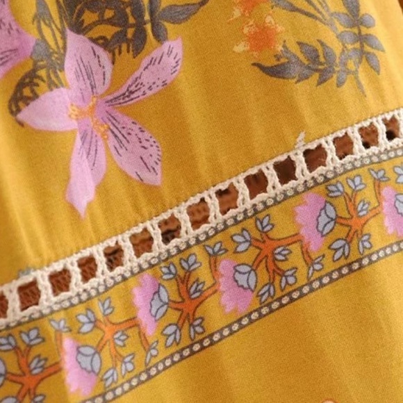 ❤️Bohemian Floral Print Maxi Dress yellow Boho - Picture 9 of 11